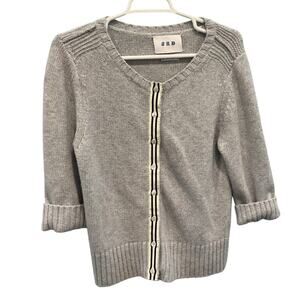 JEB Womens Cashmere Blend Cardigan Sweater Size Small Slate Blue Twee Preppy